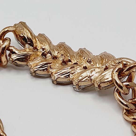 Vintage Gold Chain Necklace with Clear Rhinestone Accent 22 Inch Adjustable - Picture 7 of 8